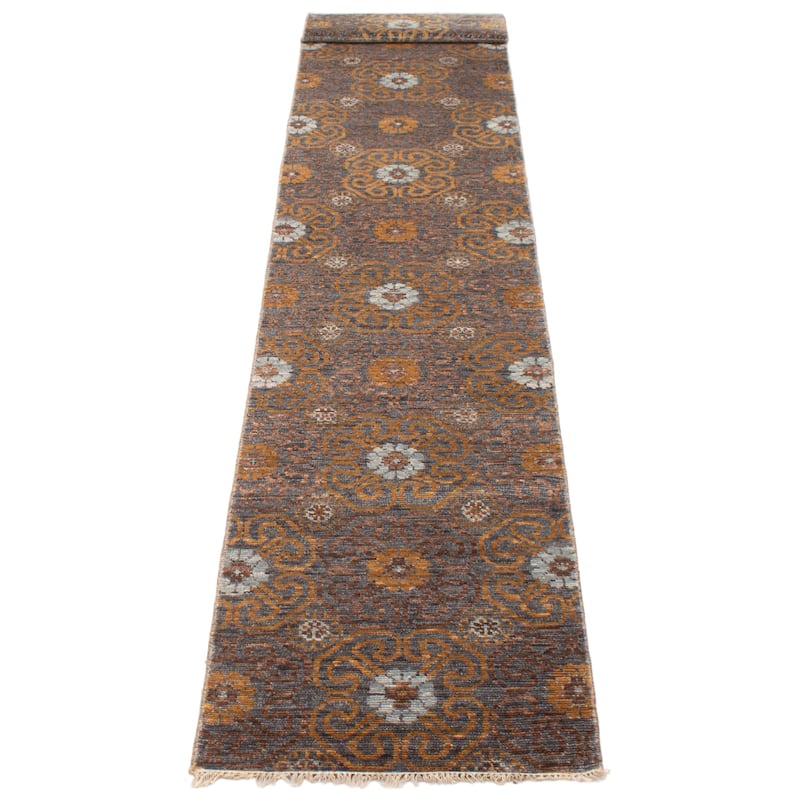 ECARPETGALLERY Hand-knotted Mystique Dark Grey Wool Rug - 2'8 x 21'8