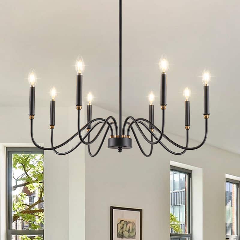 Black Chandelier Light Fixture Farmhouse Candle Chandelier Candlestick Chandelier Traditional Chandelier - 8-Light