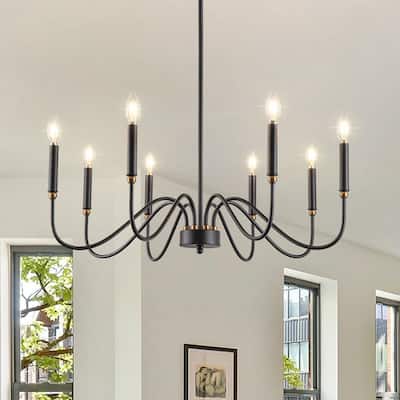 Black Chandelier Light Fixture Farmhouse Candle Chandelier Candlestick Chandelier Traditional Chandelier - 8-Light