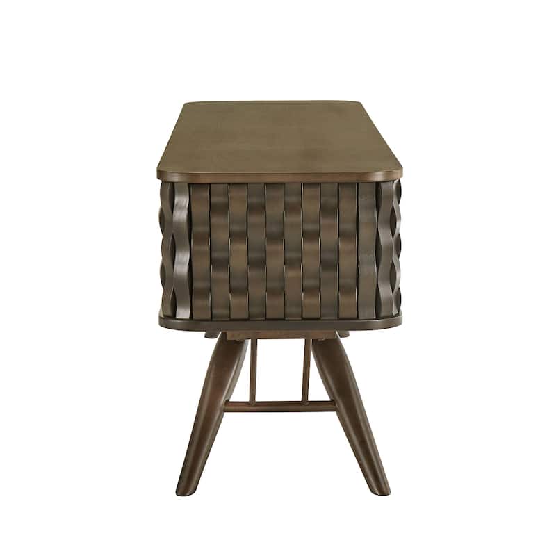 Bernal Two-tone Walnut Finish Rippled Wood Design TV stand by iNSPIRE Q Modern