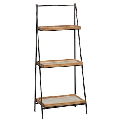 Wood 3 Shelf Shelving Unit - Brown - Roche River Decor - 12"W x 21"L x 47"H