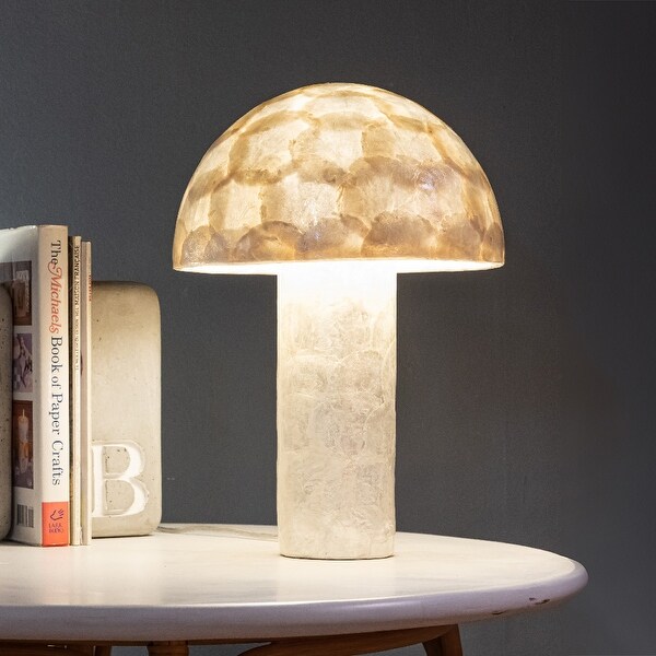 Nautical Capiz Shell Mushroom Table Lamp - Seaside Ocean Beach