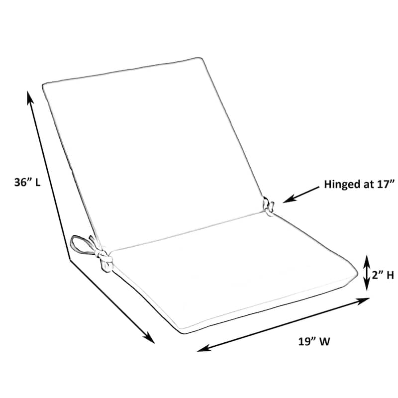 Casual Cushion Solid 1-Piece Outdoor Iron Dining Seat/Back Chair Pad, 19"W x 36"L