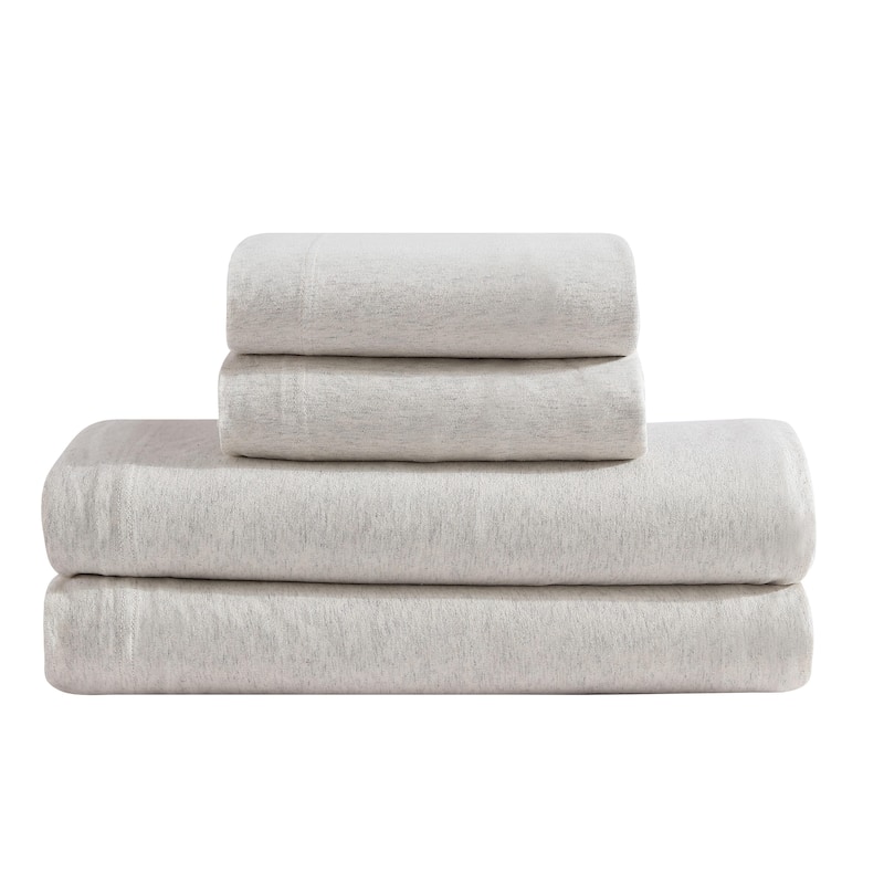 Calvin Klein Modern Cotton Melange Jersey Sheet Set - King - Ivory/Grey