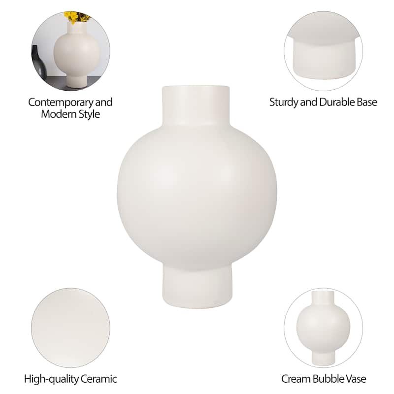 Sagebrook Home Neutral Round Modern Ceramic Bubble Vase