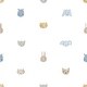 preview thumbnail 2 of 4, Galerie Wallcoverings Little Explorers 2 Animal Happy Heads Non-woven Matte Wallpaper Roll 33 feet x 21 inches - Blue