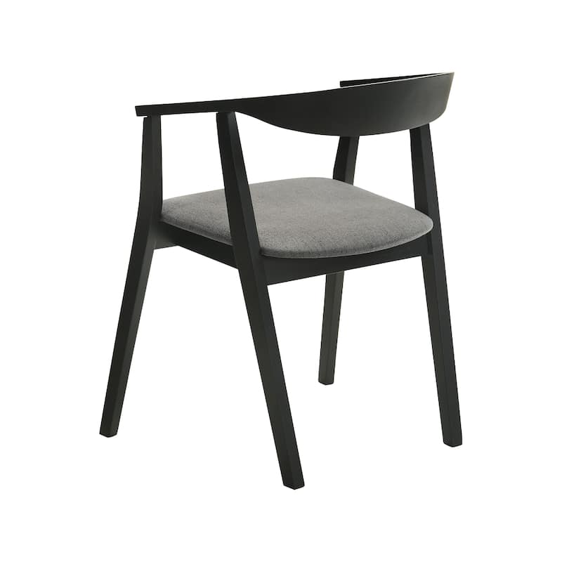 Alana Dining Chair Set of 2, Black Wood Frame, Charcoal Gray Fabric