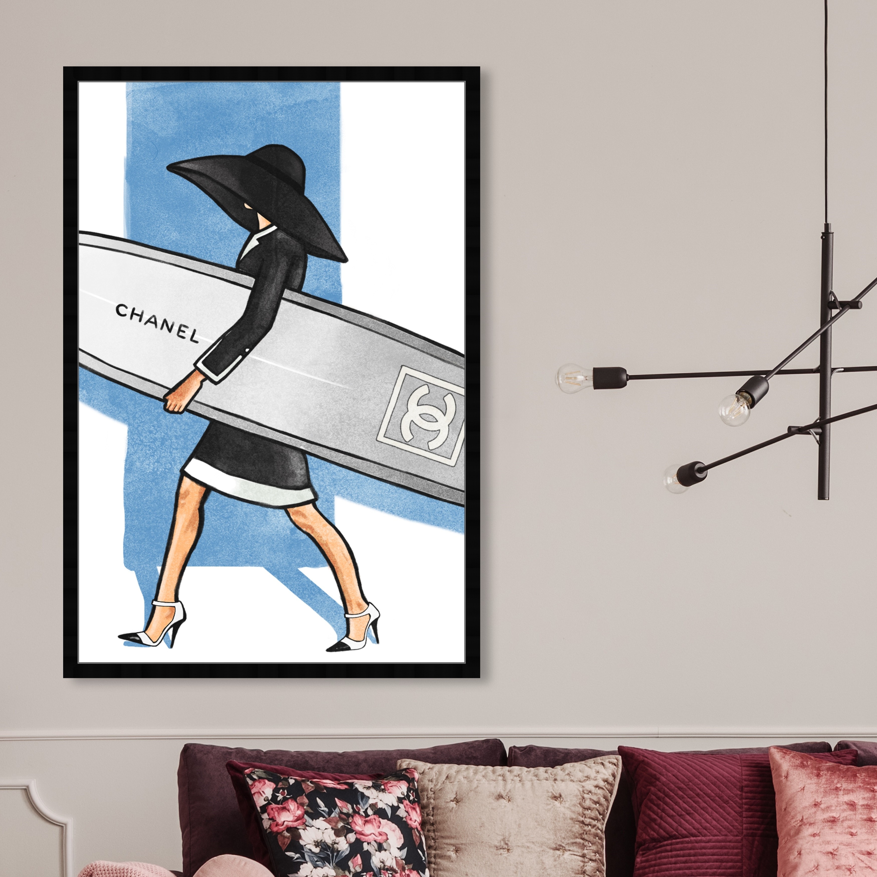 Oliver Gal 'Surfer Girl Tall' Fashion and Glam Framed Wall Art