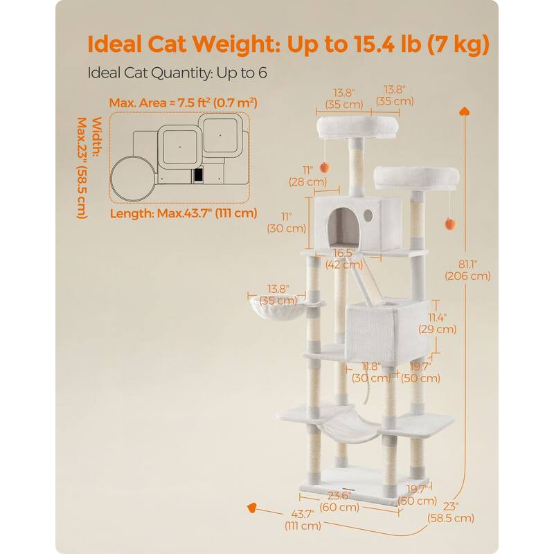 Multi-Level Cat Tree with Perches Caves and Scratching Posts
