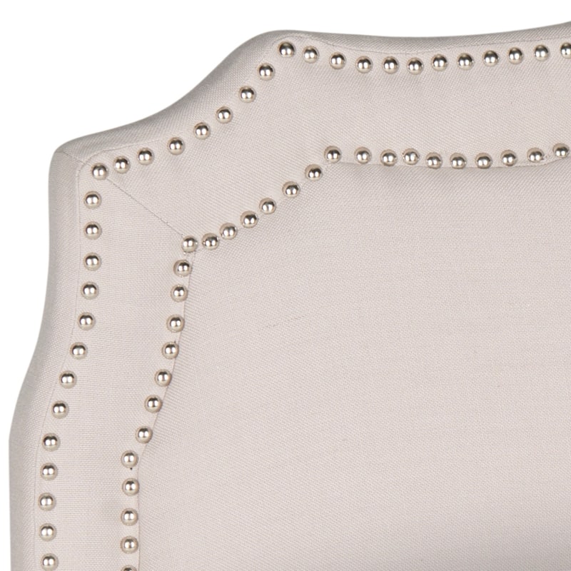 SAFAVIEH Nasra Grey Velvet Upholstered Headboard - Silver Nailhead (Full)