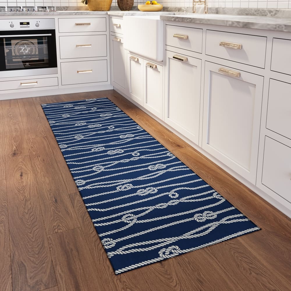 Indoor/Outdoor Harpswell Ocean Rope Washable Rug