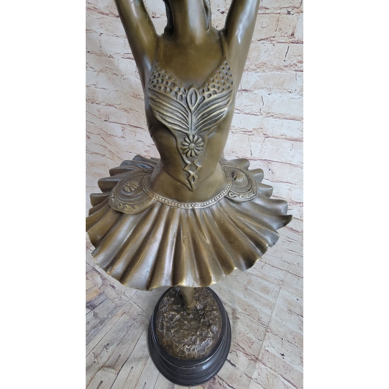 Ballerina Ballet Dancer Bronze Statue Sculpture Signed Collect 33 Inches X 10 Inches