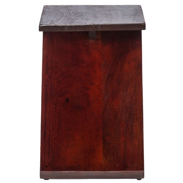 24 Inch Rectangular Mango Wood Side Table, Z Shaped Frame, Dark