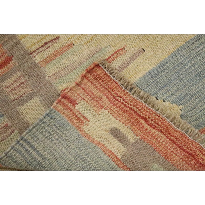 Hand Woven Oriental 100% Wool Carpet Southwestern Tribal Multi-Colored Kilim Area Rug - 5' 4'' X 3' 3''