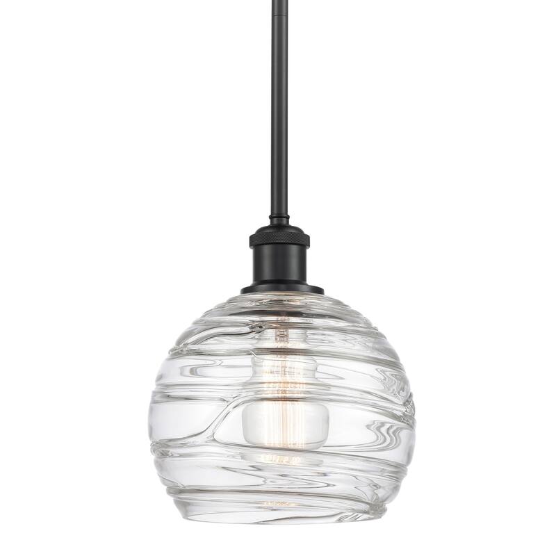 Innovations Lighting 516-1S-10-8 Athens Pendant Athens 8" Wide Mini - Clear Deco Swirl / Matte Black