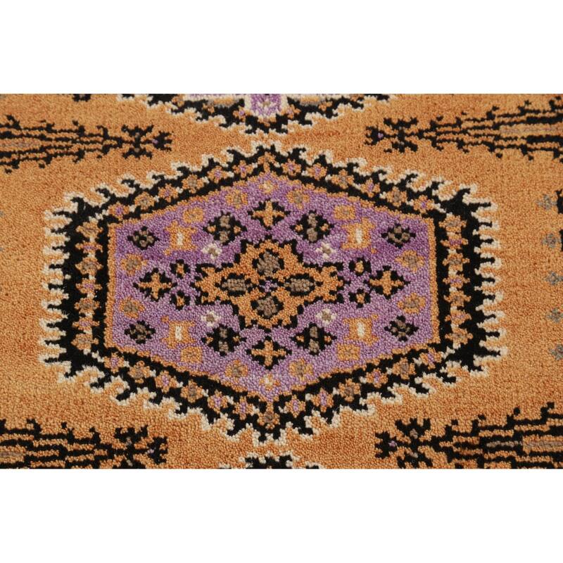 Geometric Viss Indian Runner Rug Hand-Knotted Wool Carpet - 2'7"x 9'10"