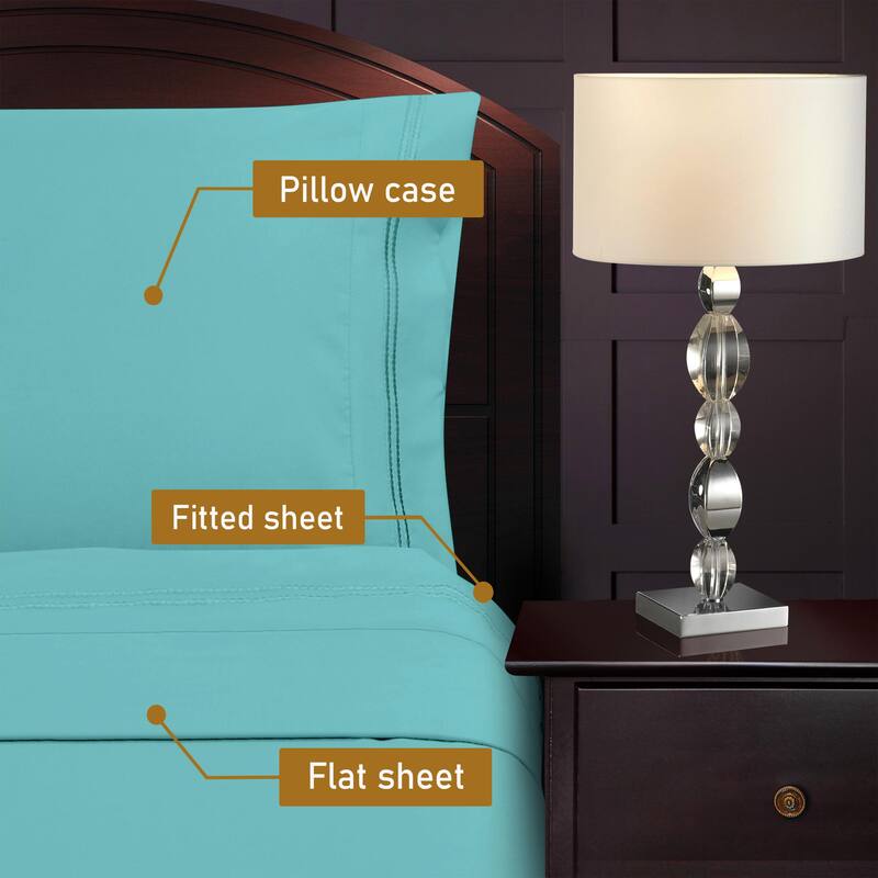 Superior Wrinkle Resistant Embroidered Microfiber Bed Sheet Set