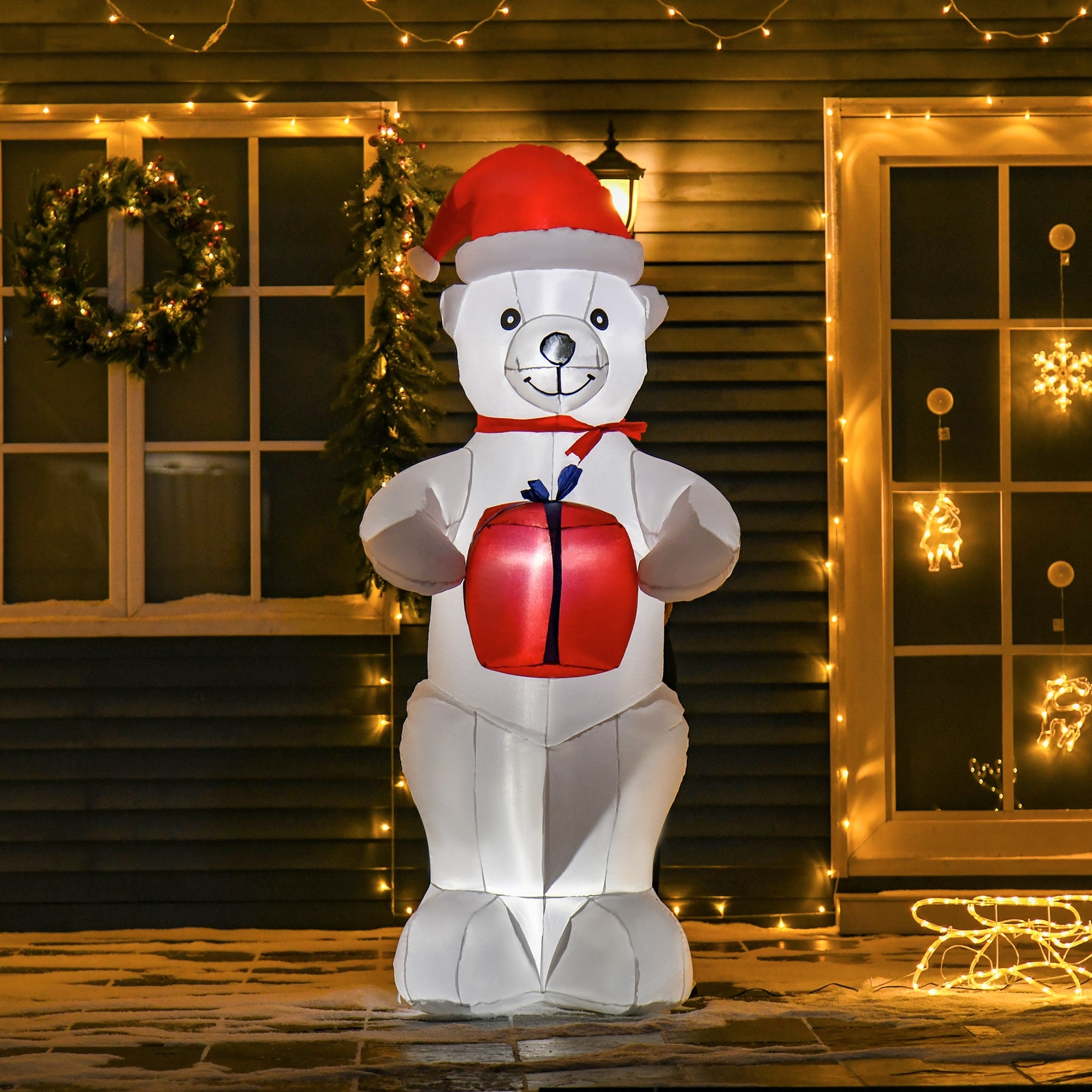 HOMCOM 6 ft. Polar Bear Christmas Decoration Inflatable Animal ...
