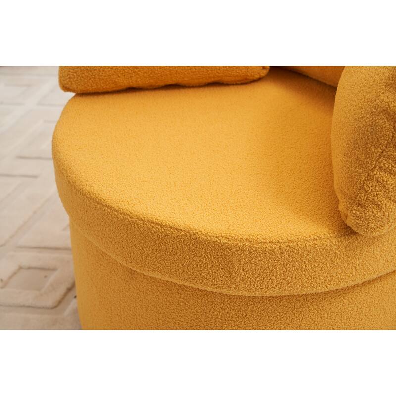 Teddy Fabric Swivel And Storage Chair With Back Cushion For Living Room