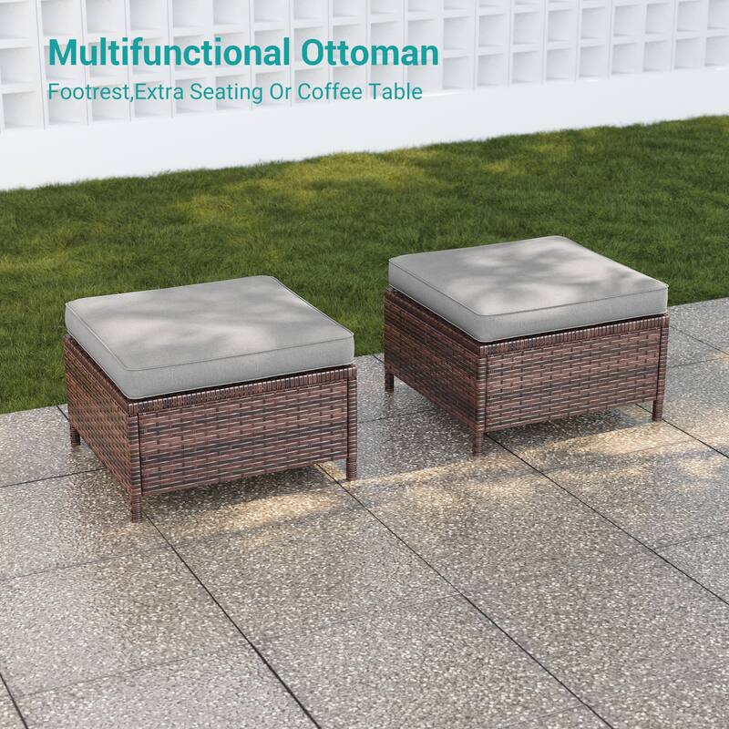 BONOSUKI 5-Piece Patio Sofa Sets Brown Rattan Outdoor Furniture Set