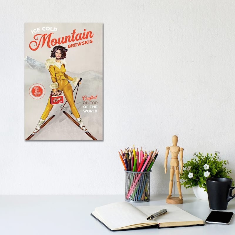 iCanvas "Apres Ski Mountain Brewski" by The Whiskey Ginger Canvas Print - 12x8x0.75