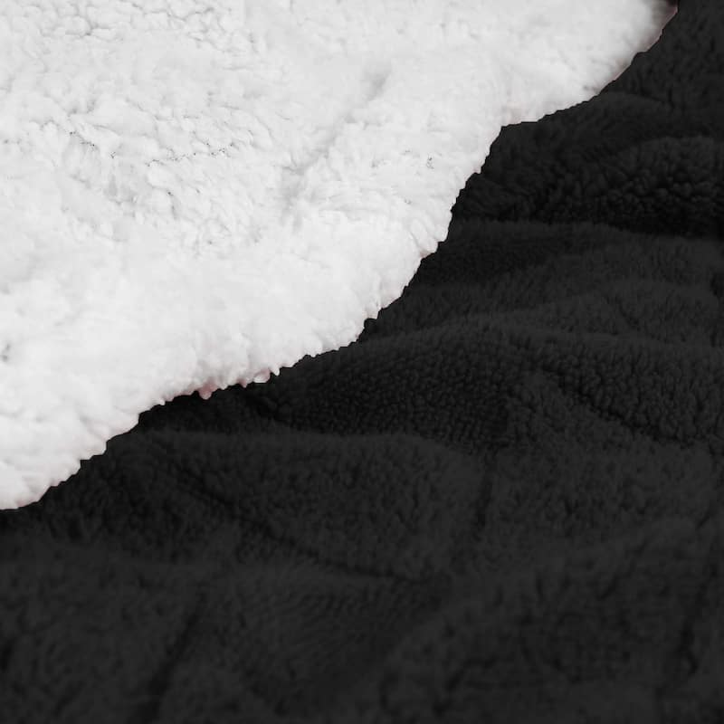 Superior Nuuk Jacquard Lattice Fluffy Sherpa Fleece Blanket