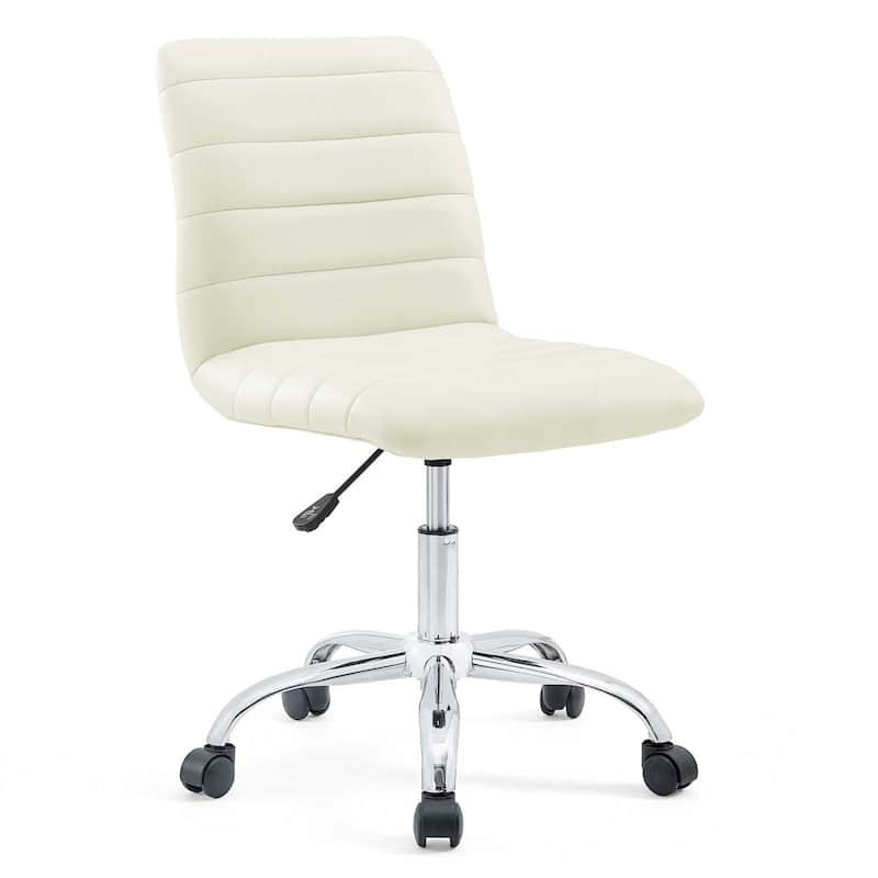 Ripple Armless Mid Back Vinyl Office Chair - White