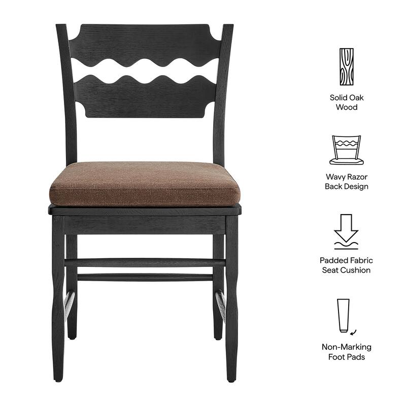 Jax Oak Wood Dining Chair With Wavy Razor Back and Cushion