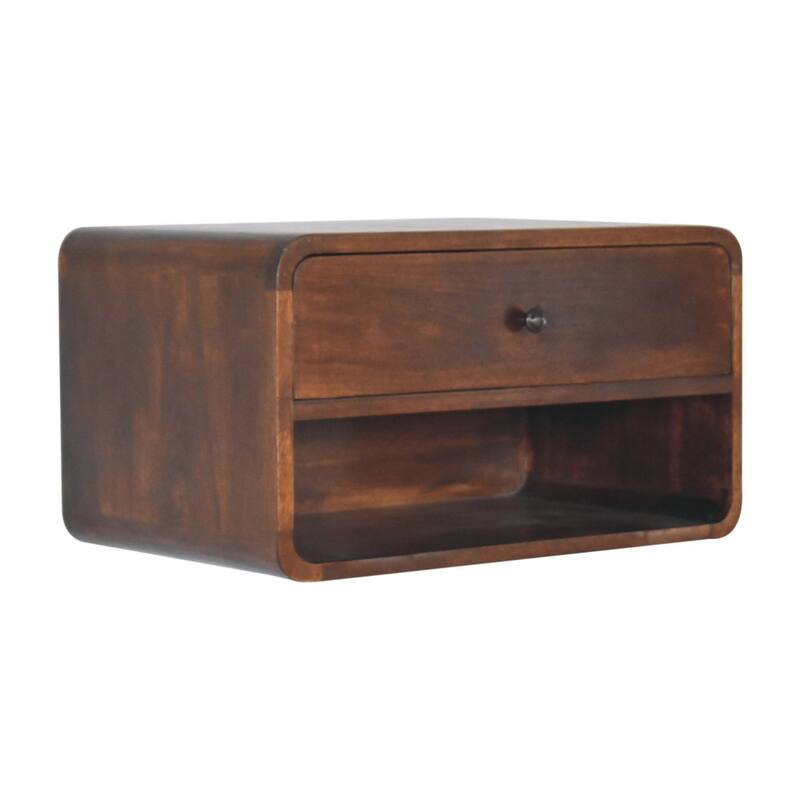 Artisan Furniture Solid Wood Large Chestnut Curve Floating Bedside