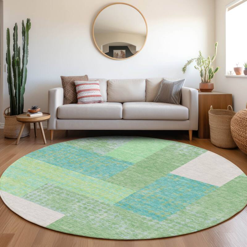 Premium Washable Super Soft Casual Geo Mayfield Rug - Aloe - 8' x 8'