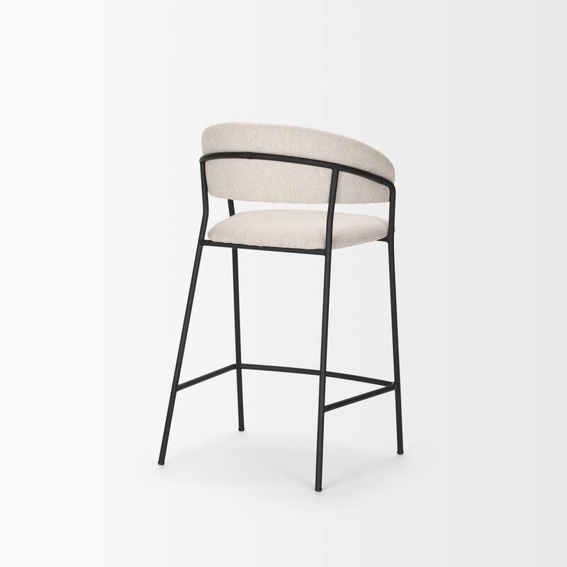 Carolyn Counter Stool w/ Gray Fabric & Matte Black Metal