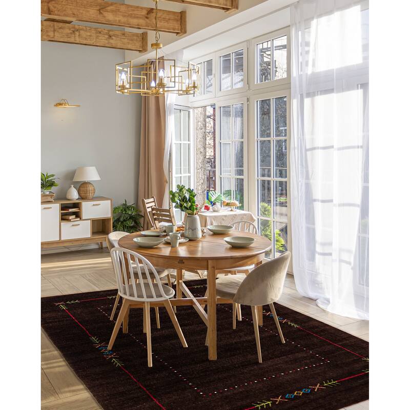 ECARPETGALLERY Hand Loomed Kashkuli Gabbeh Dark Brown Wool Rug - 4'8 x 6'9