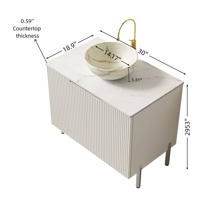 30" Freestanding Bathroom Vanity with Vessel Round Basin