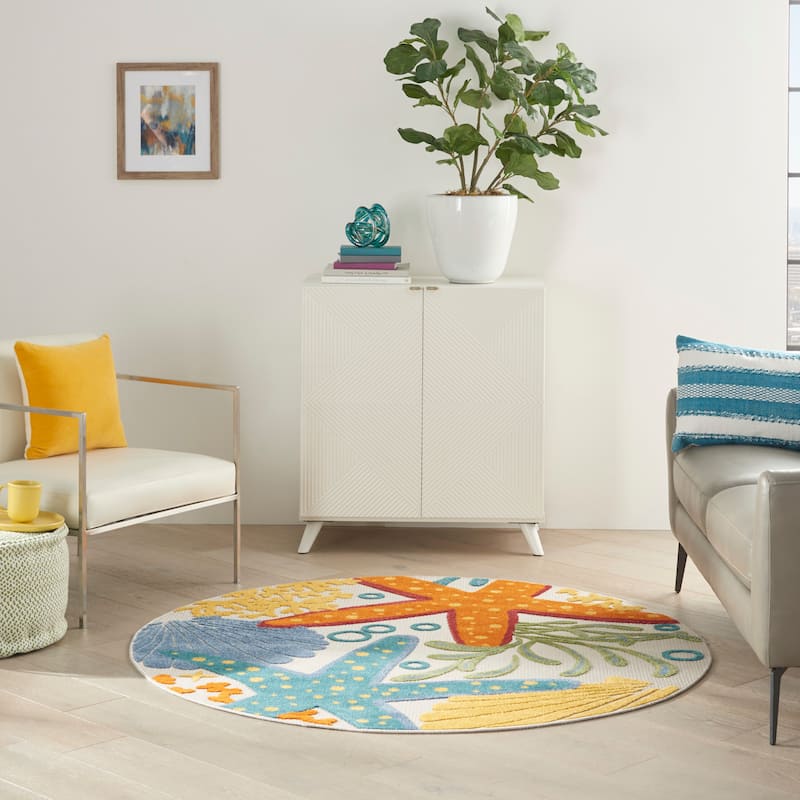 Nourison Aloha Coastal Starfish Indoor/Outdoor Area Rug