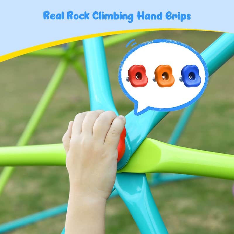 10 ft Climbing Dome Swing Set with Saucer Swing, Jungle Gym for Kids Outdoor Playset Backyard