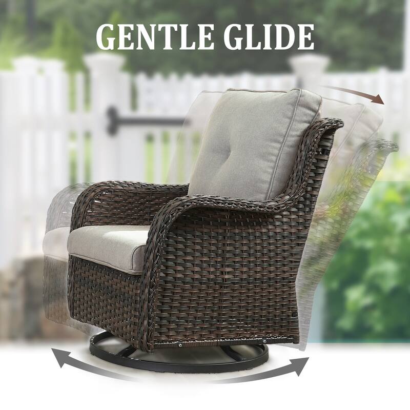 Gymojoy Wicker Swivel Glider Chair with Water-Resistant Olefin Cushions