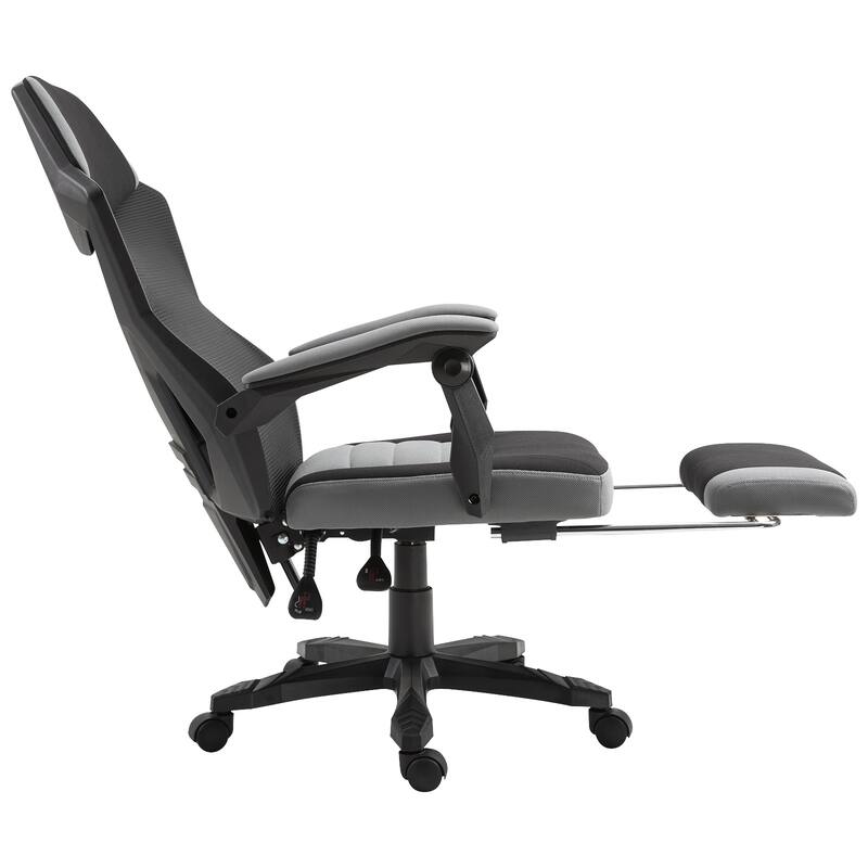 Vinsetto Home Office Chair Adjustable Height Recliner with Retractable Footrest, Mesh Back