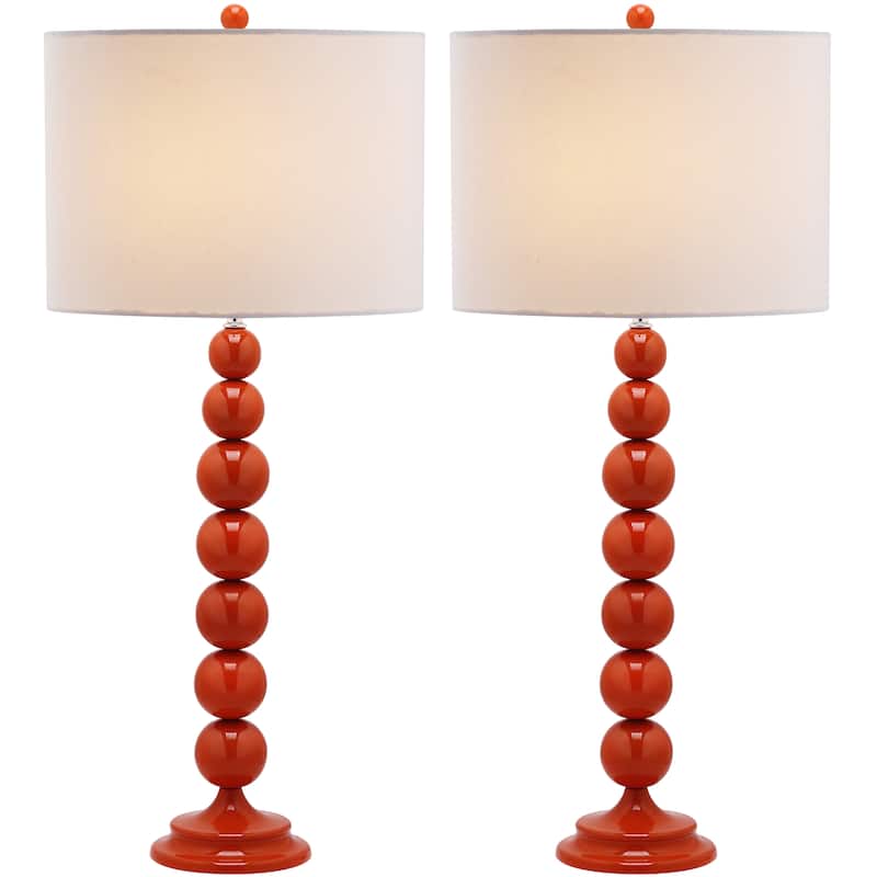 SAFAVIEH Lighting Mechelle 31-inch Stacked Ball White Table Lamp (Set of 2) - 14"x14"x31.5" - 14Wx14Dx32H