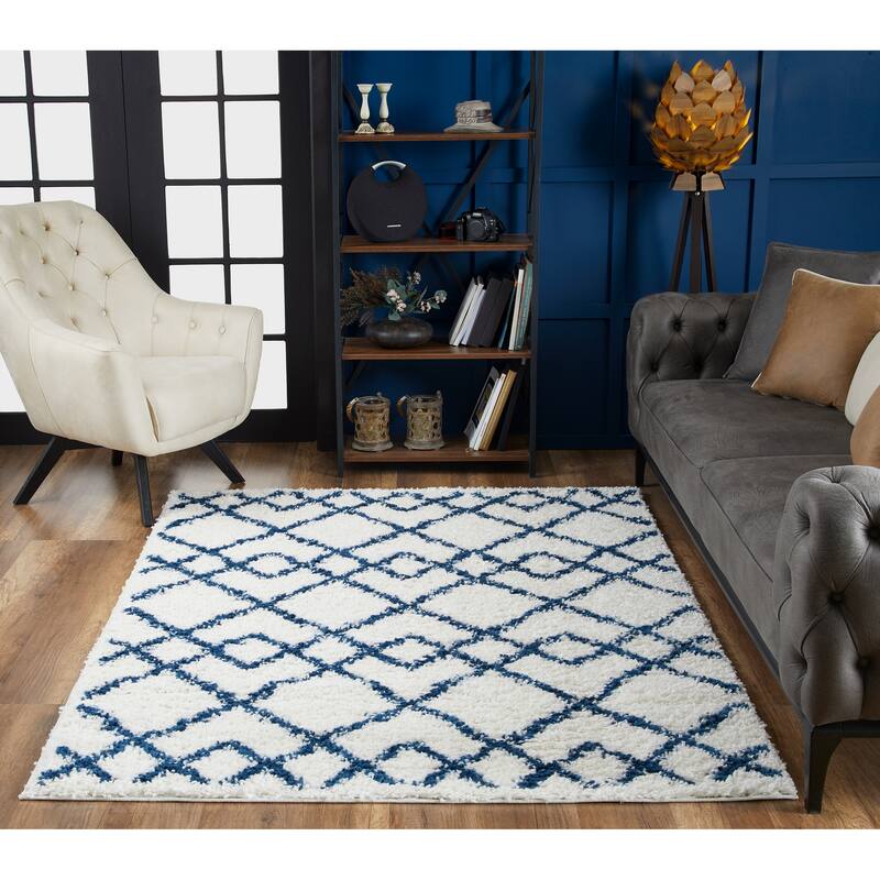 Pax Plush Diamond Trellis Shag Rug