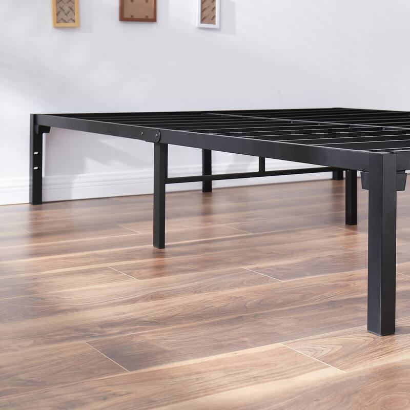 VECELO 14" No-Screw Metal Bed Frame Quick Snap Assembly Platform Underbed Storage No Box Spring Needed