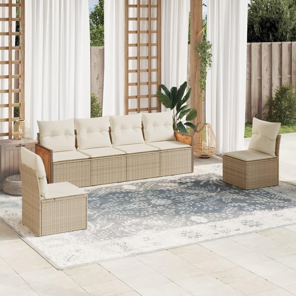 vidaXL Patio Sofa Set with Cushions Outdoor Conversation Furniture Poly Rattan