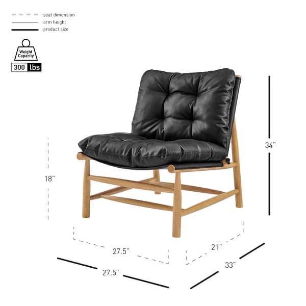 dimension image slide 0 of 2, NPD Furniture Oswald Faux Leather Tufted Accent Chair