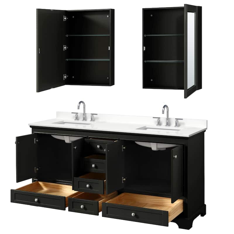 Deborah 72-inch Double Vanity, Quartz Top, Medicine Cabinets