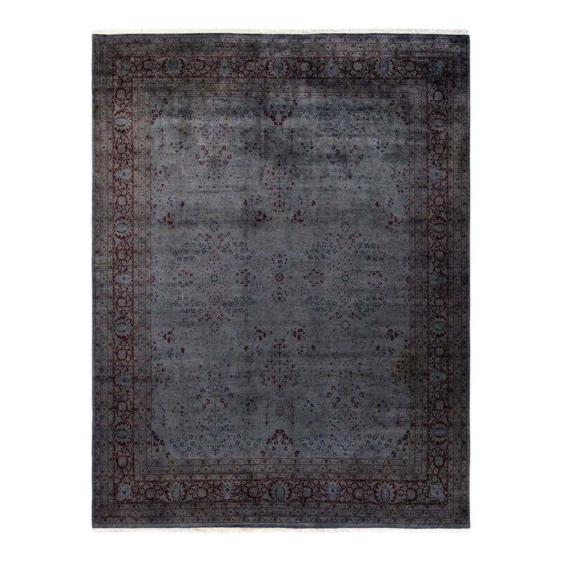 Overton Hand Knotted Wool Vintage Inspired Modern Contemporary Overdyed Gray Area Rug - 8' 1" x 10' 7"