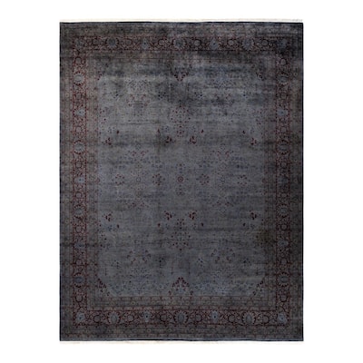 Overton Hand Knotted Wool Vintage Inspired Modern Contemporary Overdyed Gray Area Rug - 8' 1" x 10' 7"