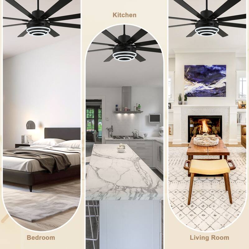 Bella Depot 72" Gold Large Ceiling Fan with Light and Remote
