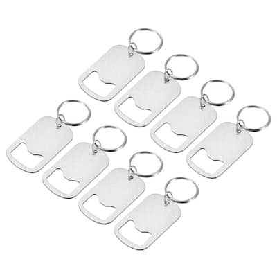 8pcs Stainless Steel Flat Beer Bottle Opener Keychain 2 inch Long, Silver