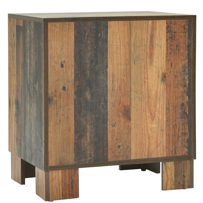 Rustic Reclaimed Wood Design 2 Drawer Nightstand