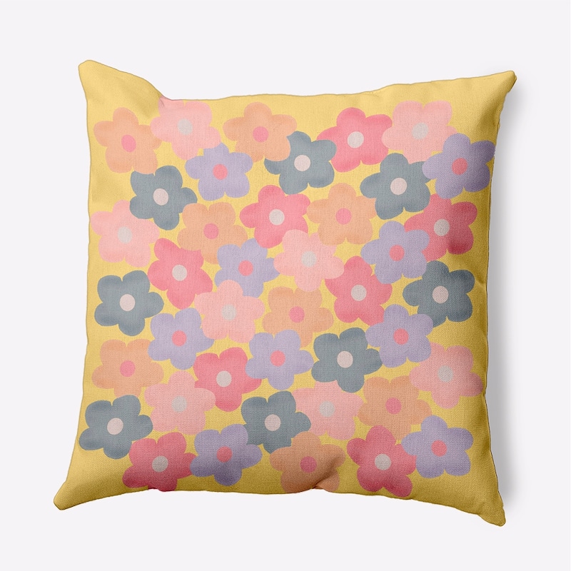 Flower Stack Indoor/Outdoor Throw Pillow - Lemon - 16" x 16"