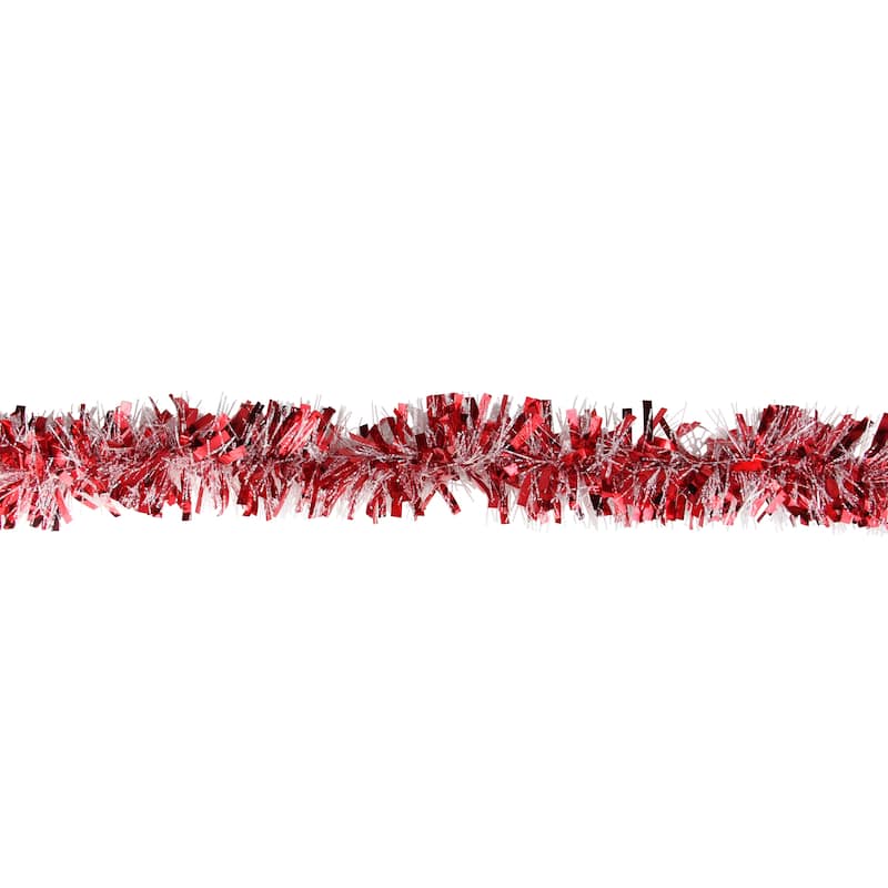 12' x 4" Shiny Red Snowblush Wide Cut Tinsel Christmas Garl - Unlit